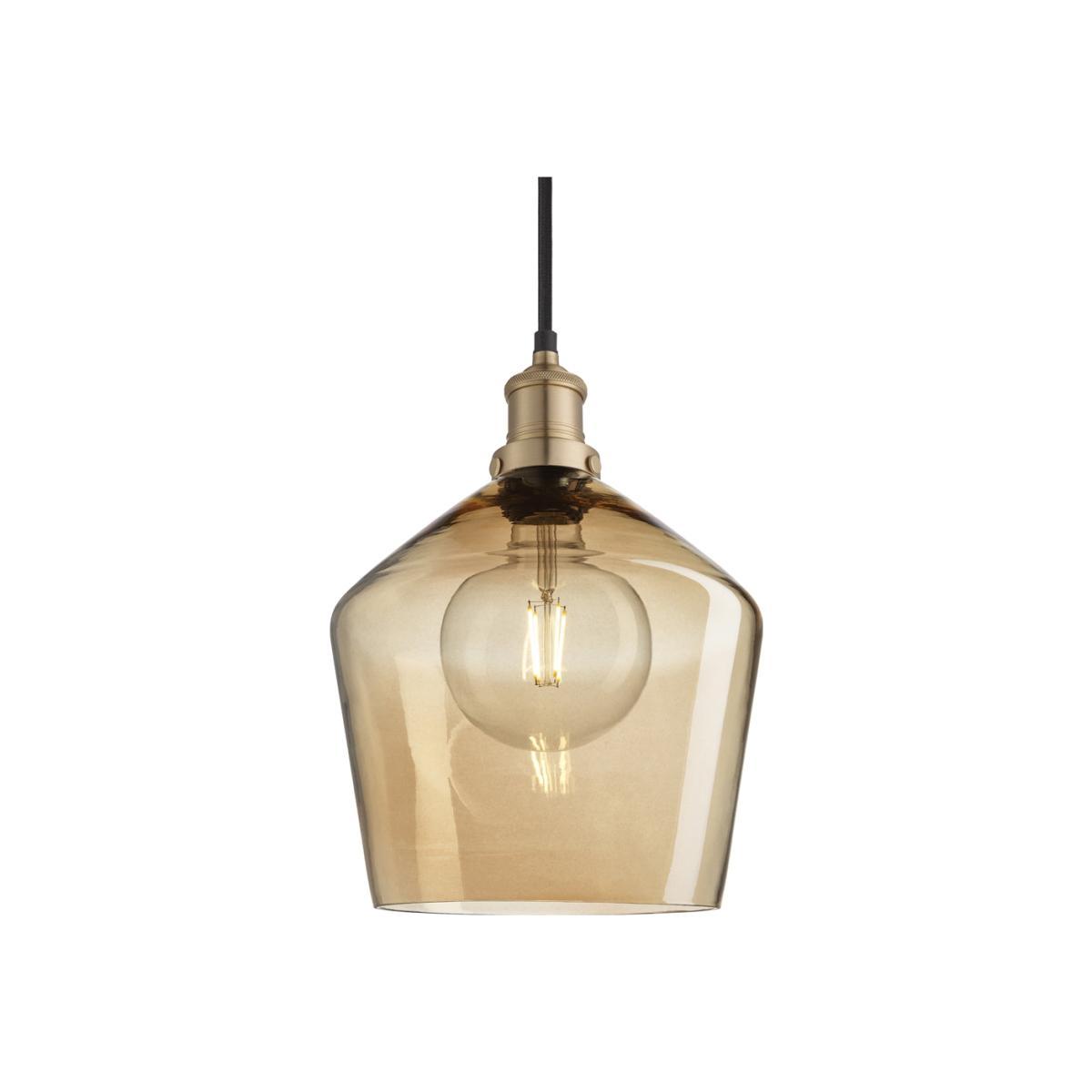 Industville Brooklyn Tinted Glass Schoolhouse Amber Pendant / 10 Inch Copper Holder – image 1