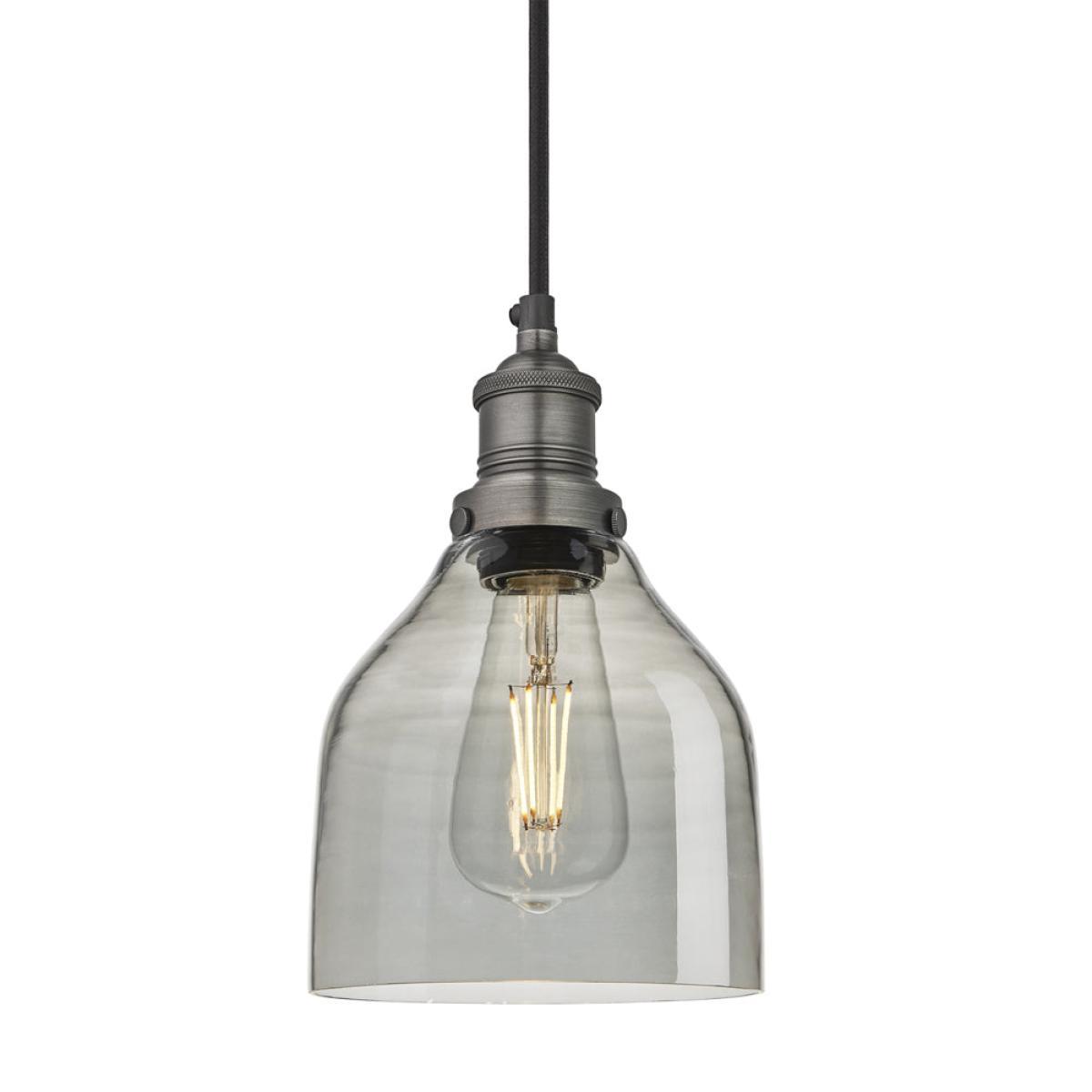 Industville Brooklyn 6 Inch Cone Pendant / Smoke Grey Tinted Glass and Copper Holder – image 3