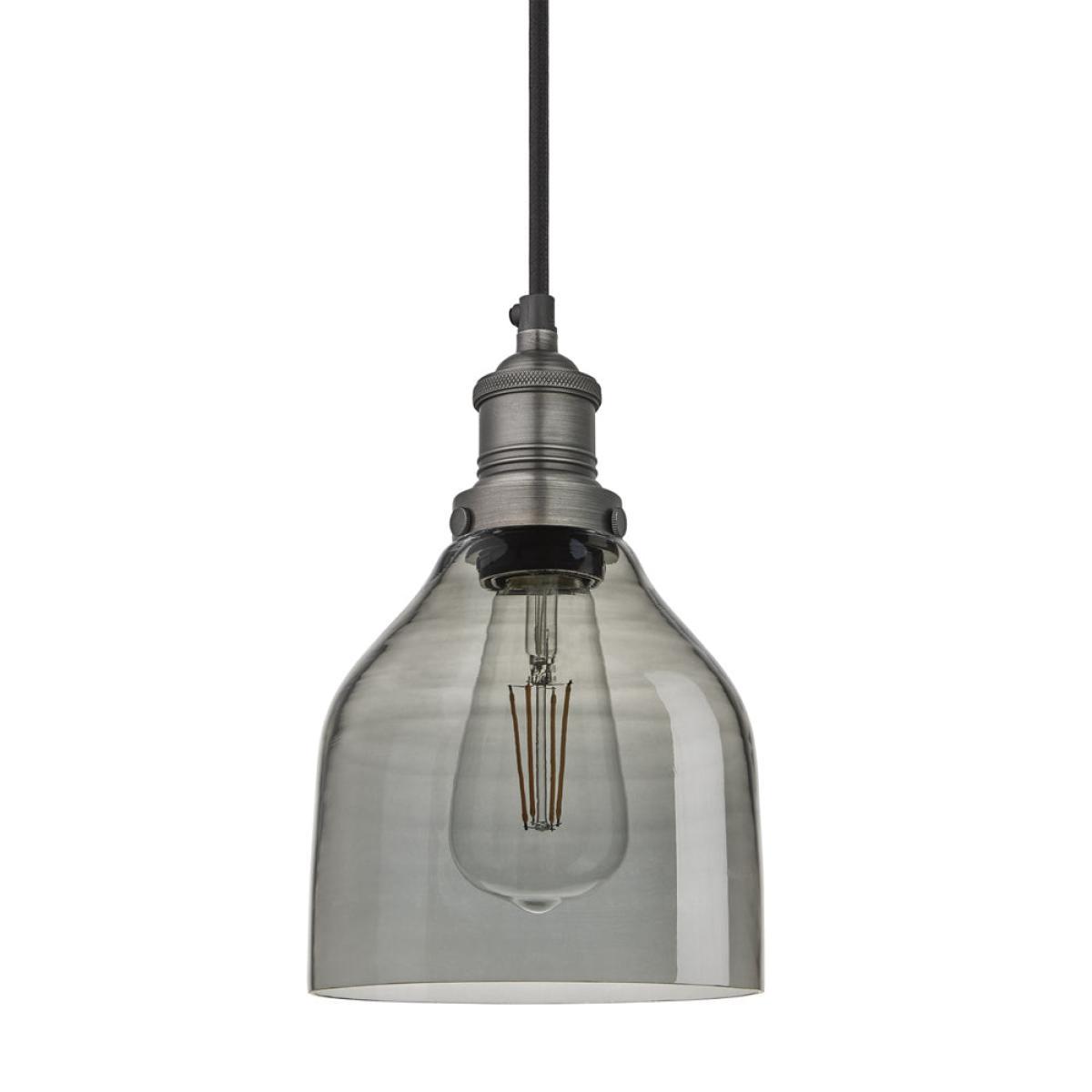 Industville Brooklyn 6 Inch Cone Pendant / Smoke Grey Tinted Glass and Copper Holder – image 4