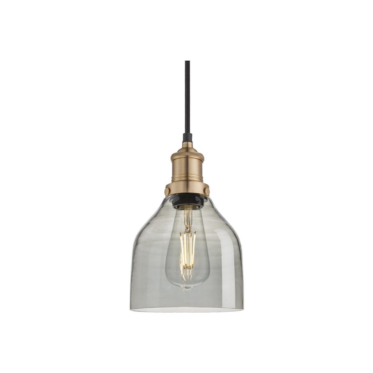 Industville Brooklyn 6 Inch Cone Pendant / Smoke Grey Tinted Glass and Copper Holder – image 1