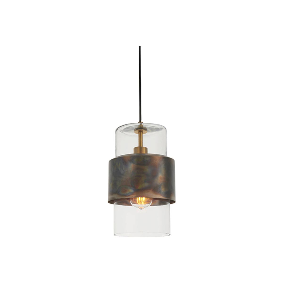 Olivia's Jennifer Bronze And Clear Glass Pendant Light