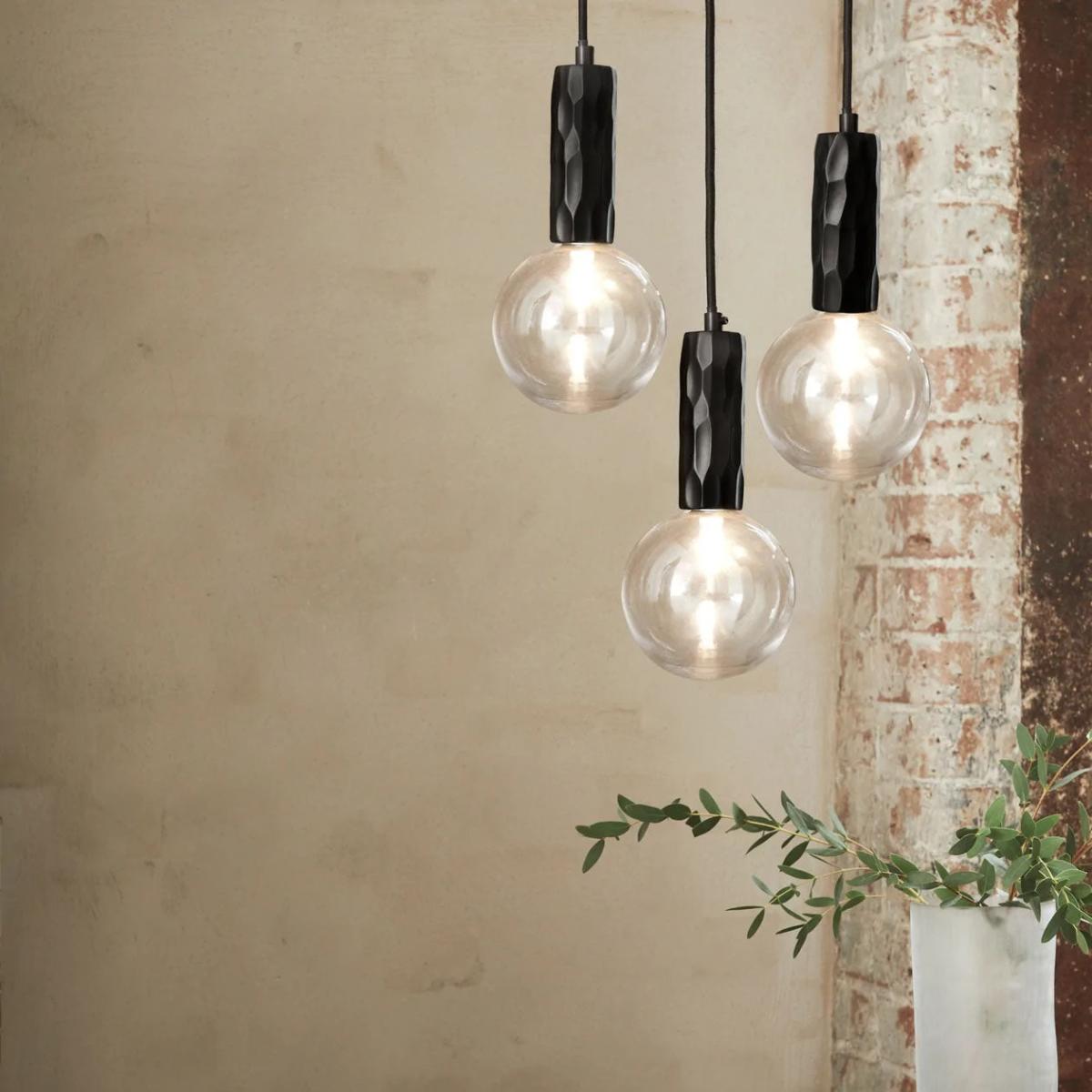 Alex Price Kyoto Black 3 Drop Pendant Light with Clear Glass