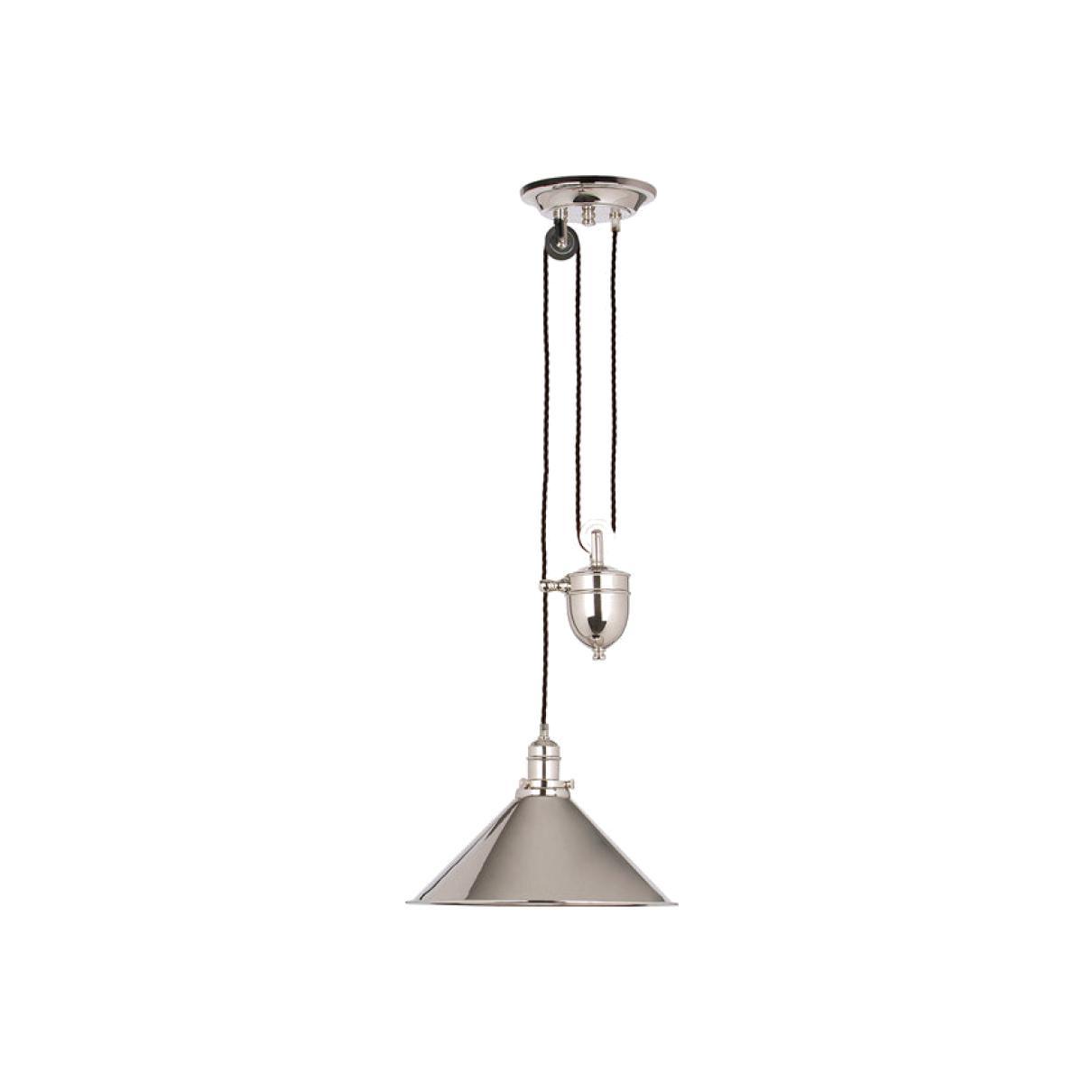 Elstead Provence 1 Light Pendant Rise and Fall Polished Nickel – image 1