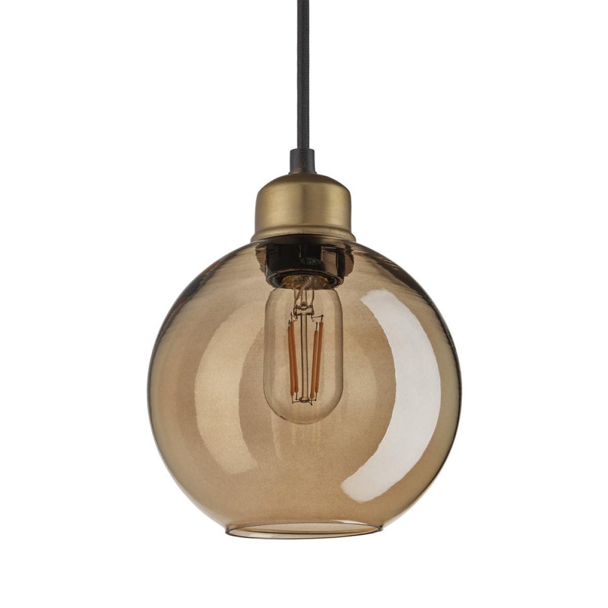 Industville Orlando Tinted Glass Globe Amber Pendant / 7 Inch Pewter Holder – image 2