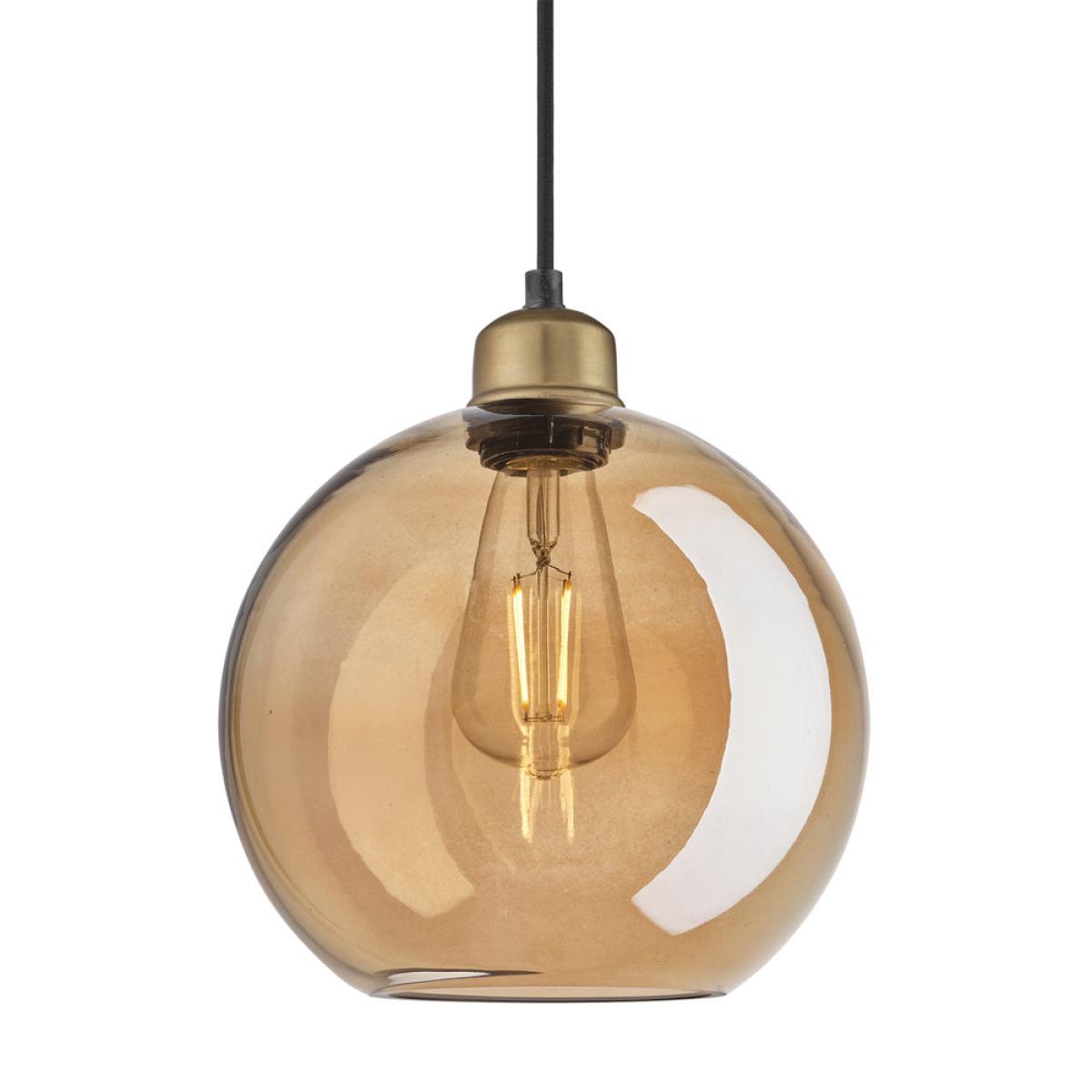 Industville Orlando Tinted Glass Globe Amber Pendant / 7 Inch Pewter Holder – image 5