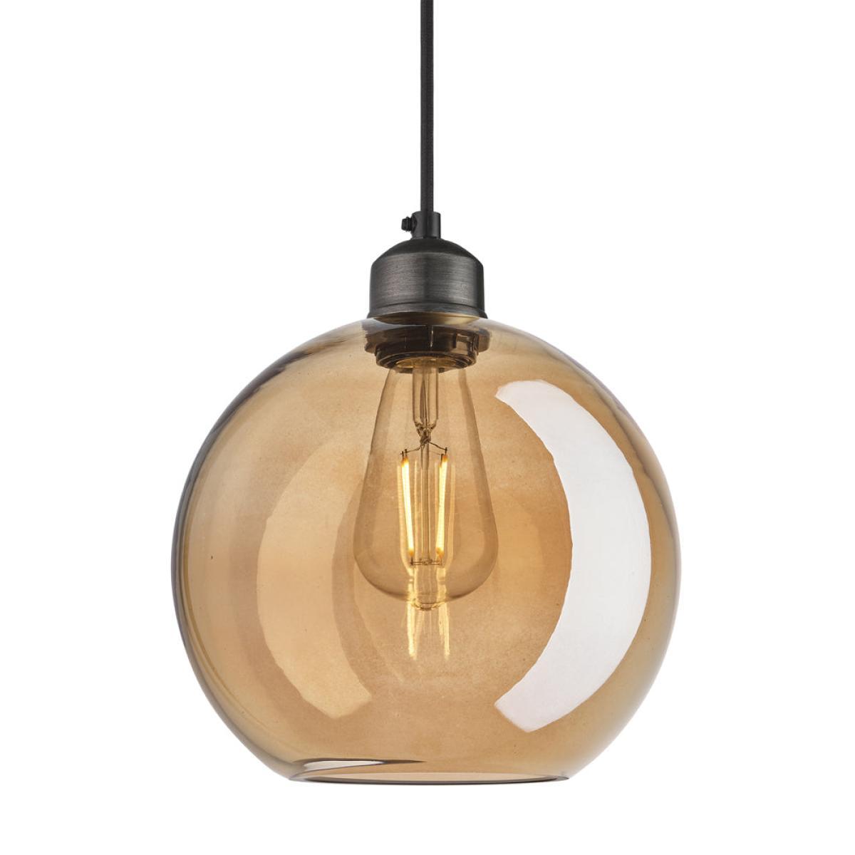 Industville Orlando Tinted Glass Globe Amber Pendant / 7 Inch Pewter Holder – image 7