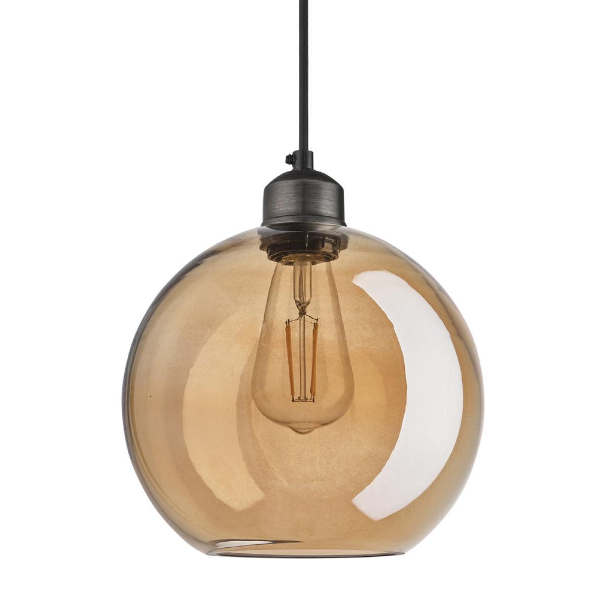 Industville Orlando Tinted Glass Globe Amber Pendant / 7 Inch Pewter Holder – image 8