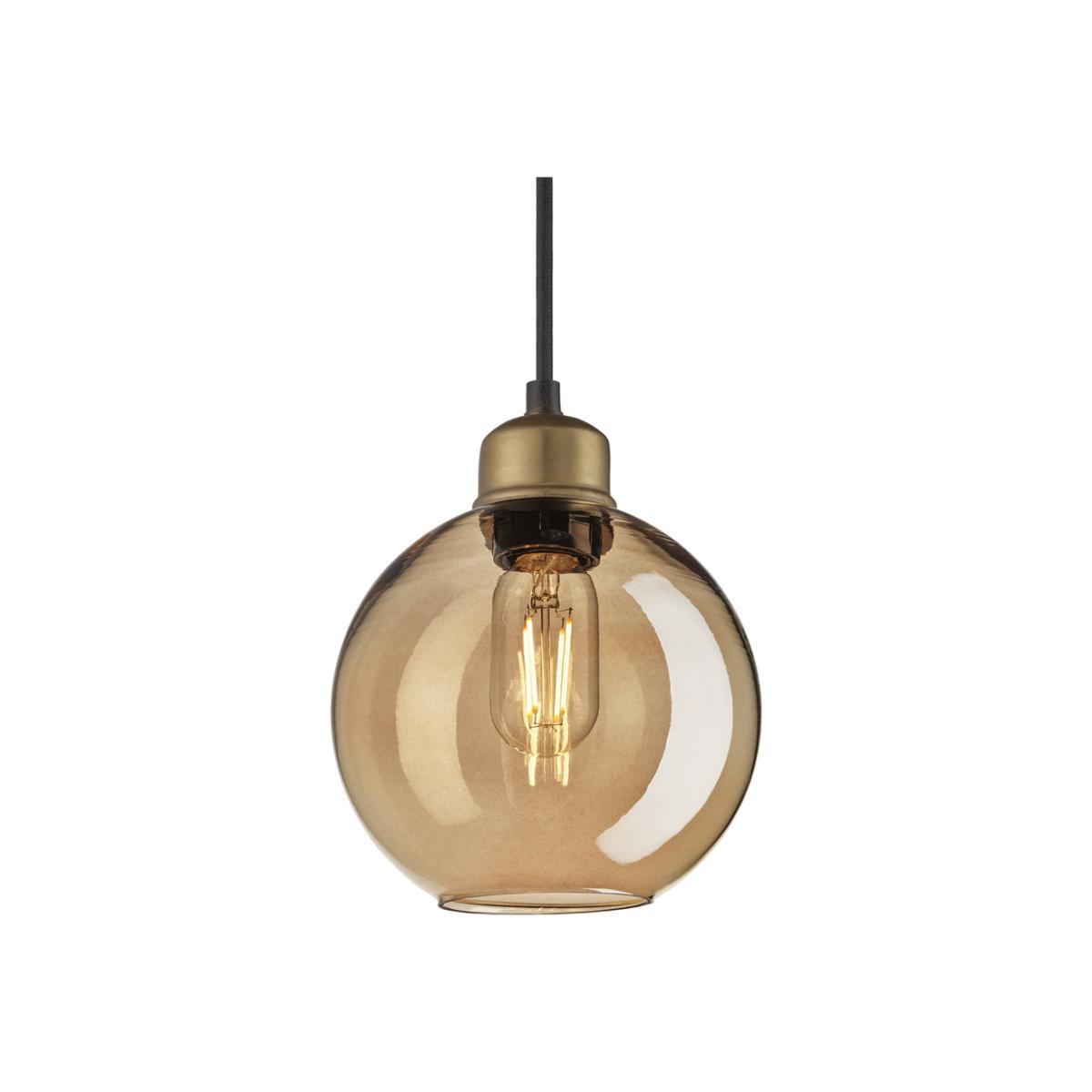 Industville Orlando Tinted Glass Globe Amber Pendant / 7 Inch Pewter Holder – image 1