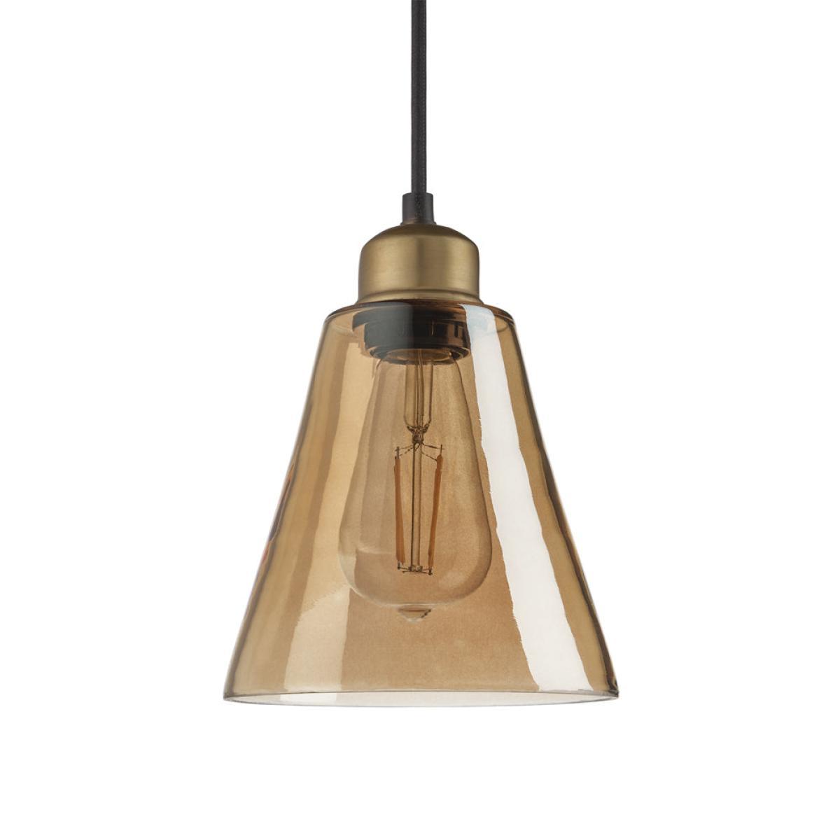 Industville Orlando Tinted Glass Flask Amber Pendant / 6 Inch Pewter Holder – image 2