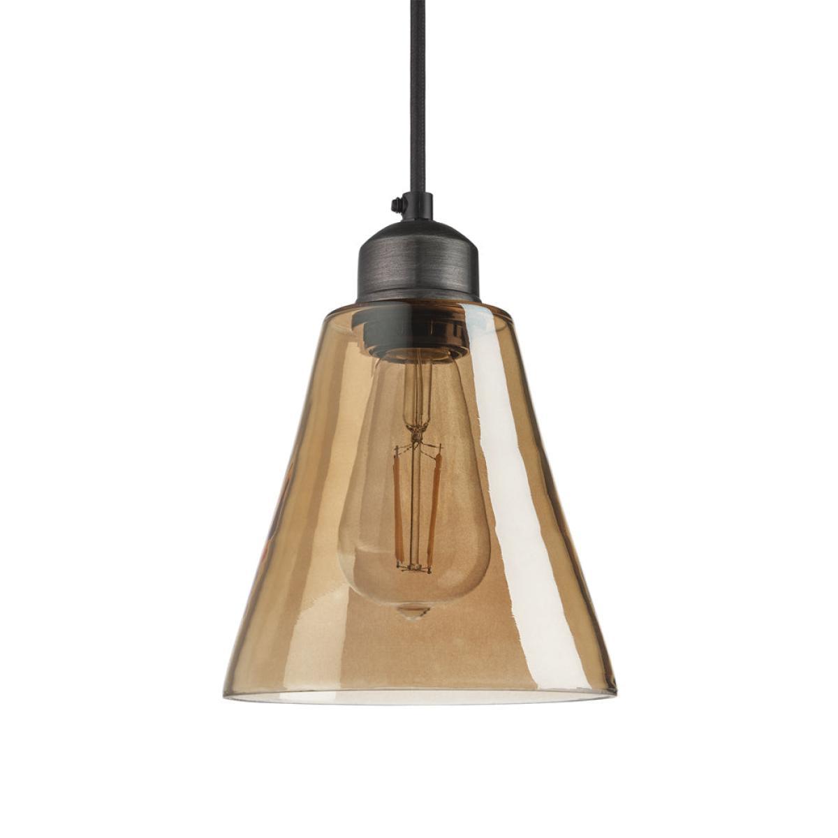 Industville Orlando Tinted Glass Flask Amber Pendant / 6 Inch Pewter Holder – image 4