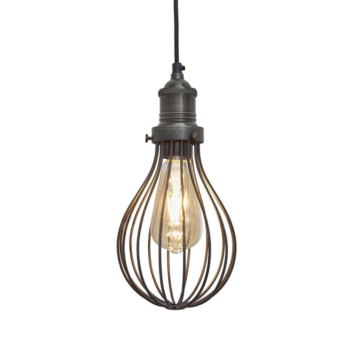 Industville Brooklyn Balloon Cage Pewter Pendant / 6 Inch Pewter Holder With Plug – image 2