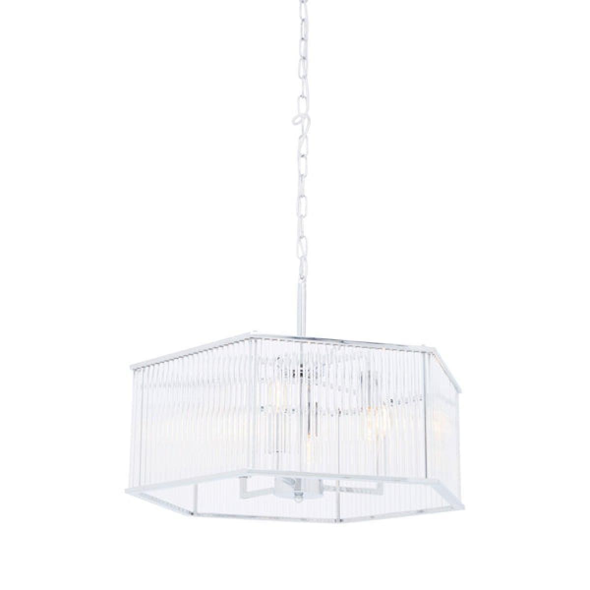 Olivia's Lorrie Hexagonal Glass Pendant Chrome – image 2