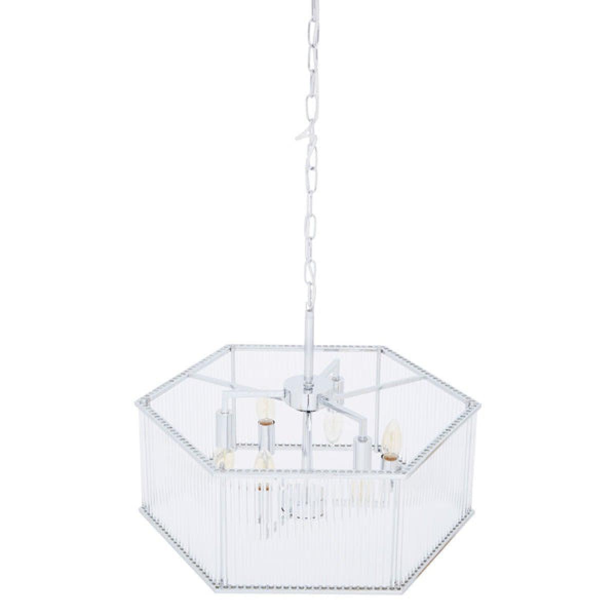 Olivia's Lorrie Hexagonal Glass Pendant Chrome – image 5