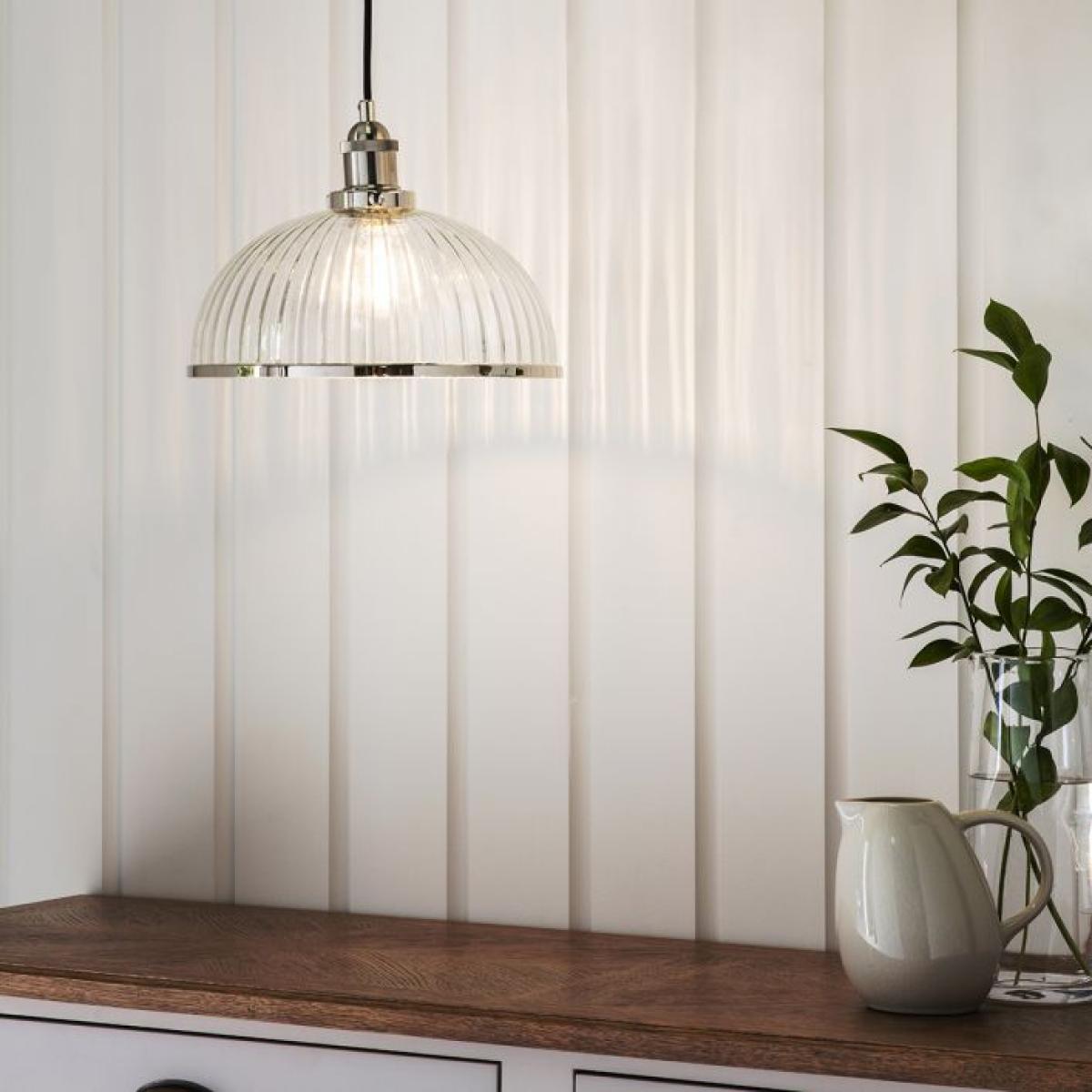 Gallery Interiors Hansen Glass Pendant Light Bright Nickel – image 3