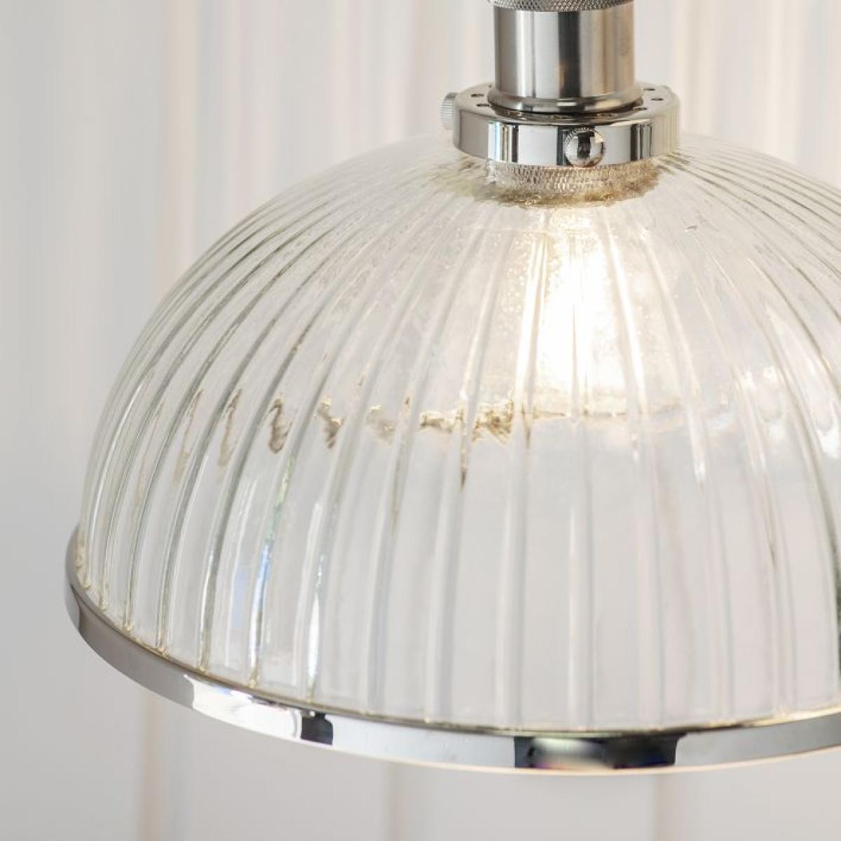 Gallery Interiors Hansen Glass Pendant Light Bright Nickel – image 4