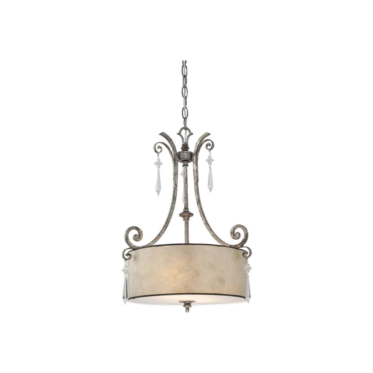 Elstead Kendra 2 Light Pendant Mottled Silver – image 1