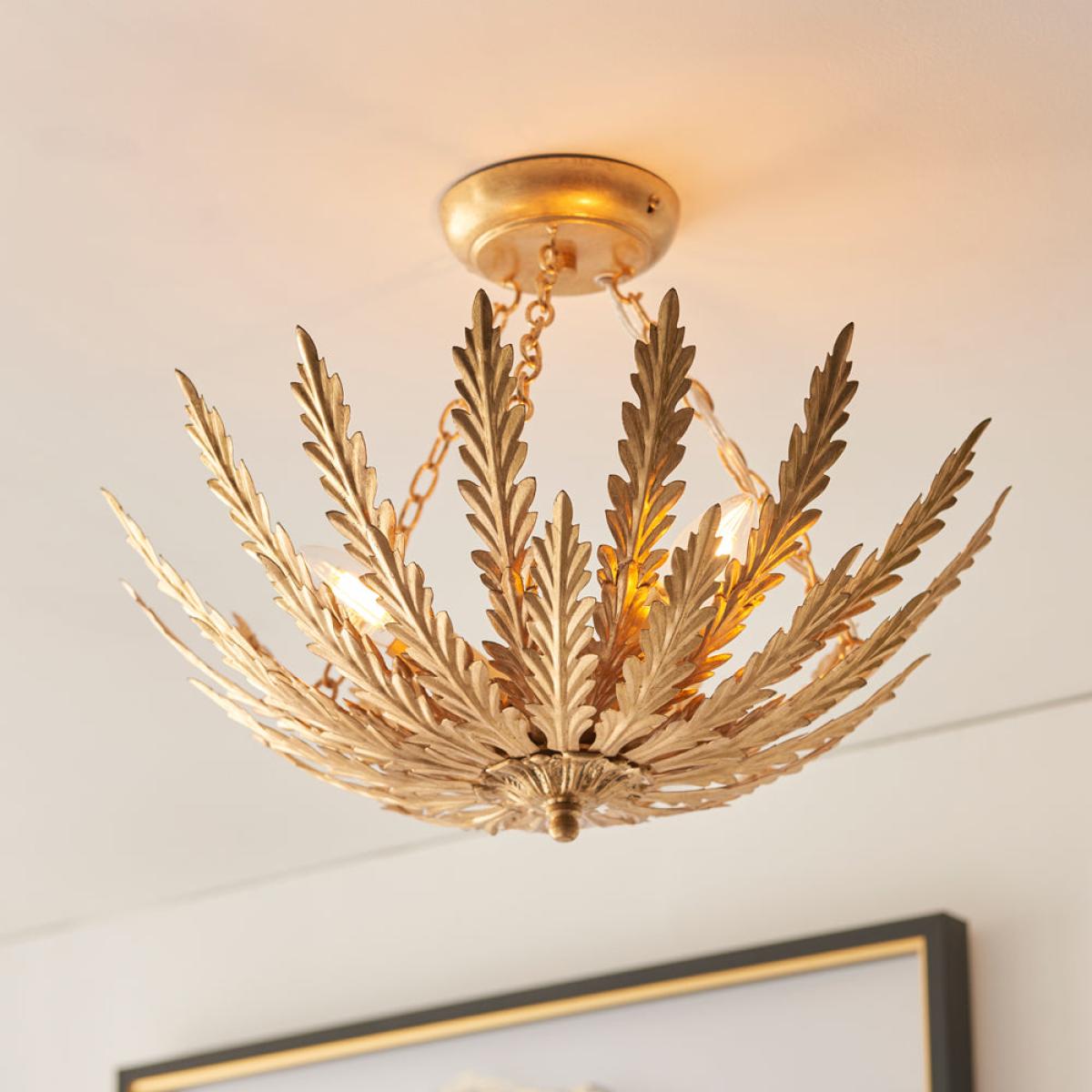 Gallery Interiors Delphine 3 Ceiling with Light Gold Leaf finish – image 4