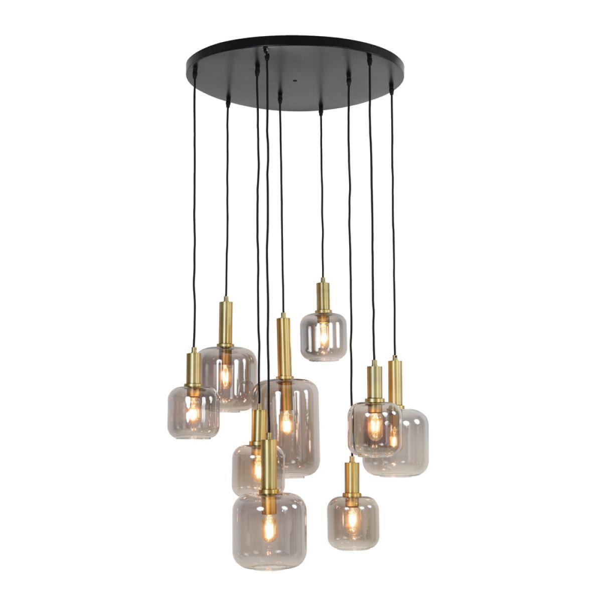 Light & Living Lekar 9 Lamp Pendant Antique Bronze And Smoked Glass – image 2