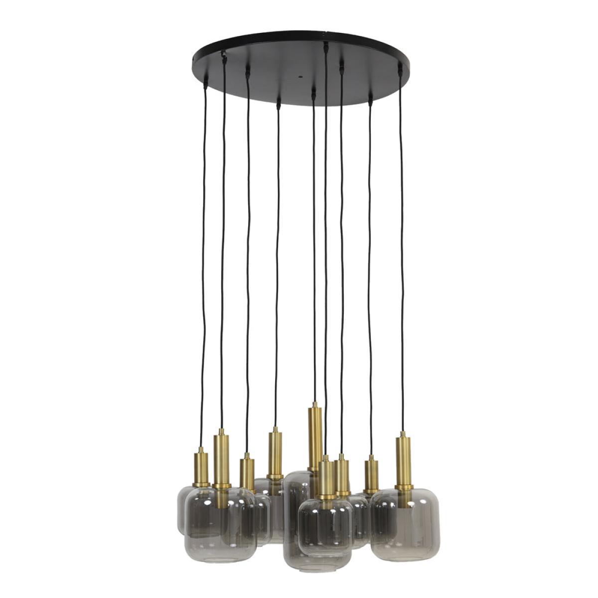 Light & Living Lekar 9 Lamp Pendant Antique Bronze And Smoked Glass – image 3