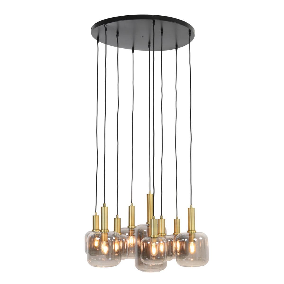 Light & Living Lekar 9 Lamp Pendant Antique Bronze And Smoked Glass – image 4
