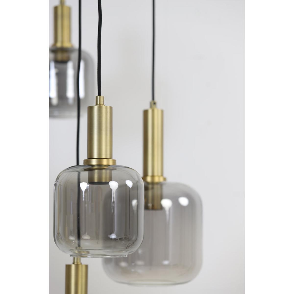 Light & Living Lekar 9 Lamp Pendant Antique Bronze And Smoked Glass – image 5