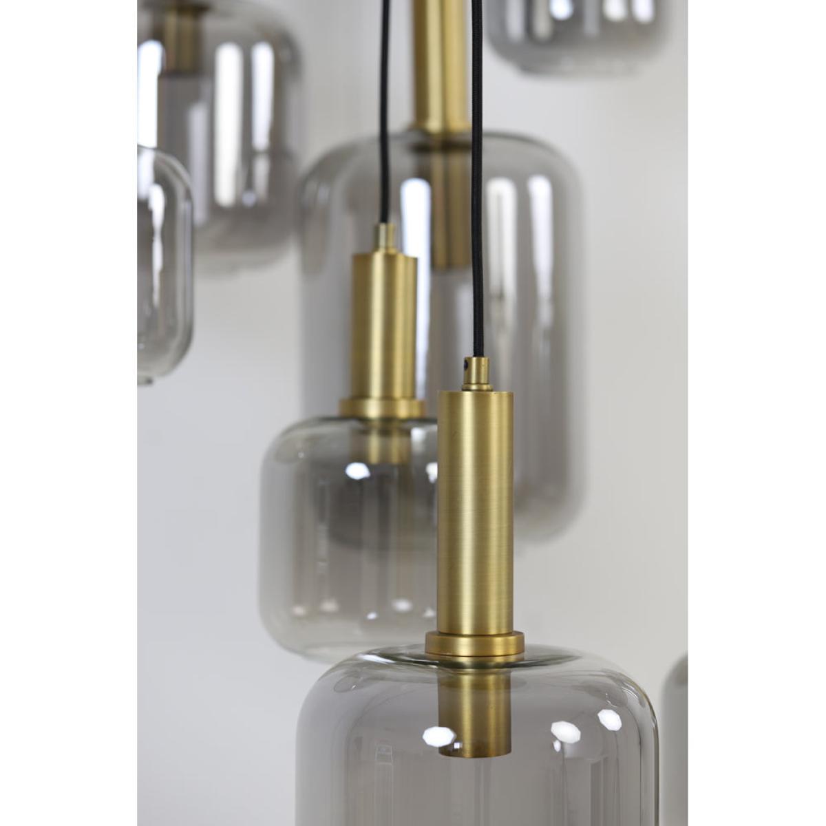 Light & Living Lekar 9 Lamp Pendant Antique Bronze And Smoked Glass – image 6