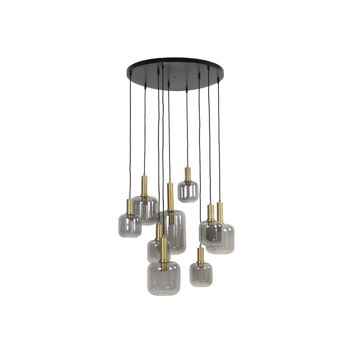 Light & Living Lekar 9 Lamp Pendant Antique Bronze And Smoked Glass – image 1