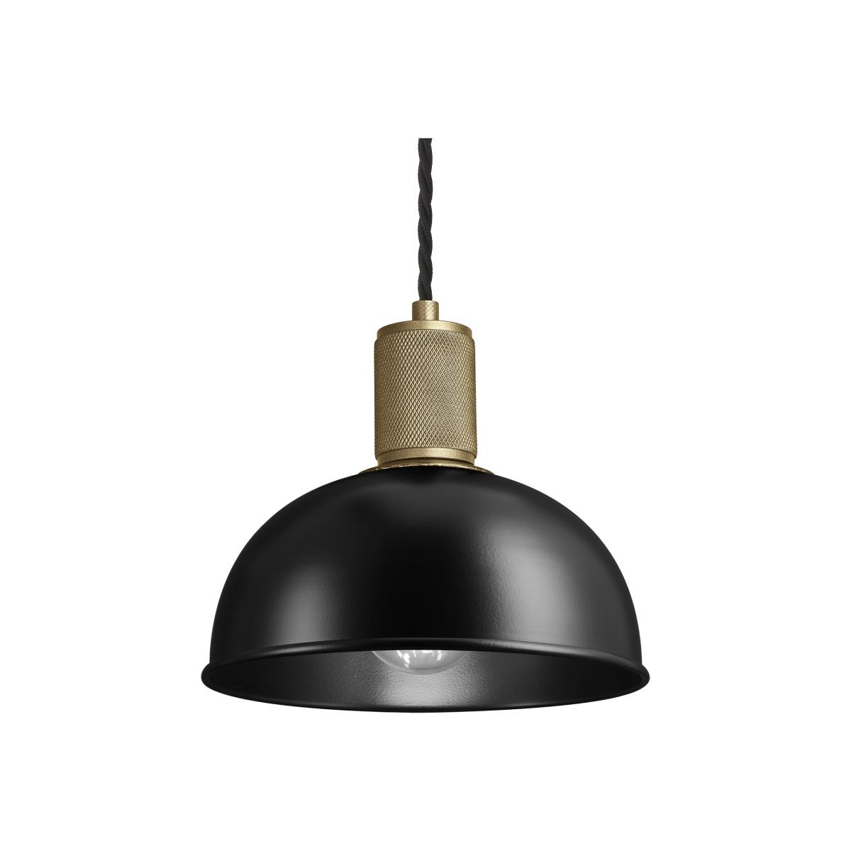 Industville Knurled Dome Pendant Light in Black with Brass Holder / Large – image 1