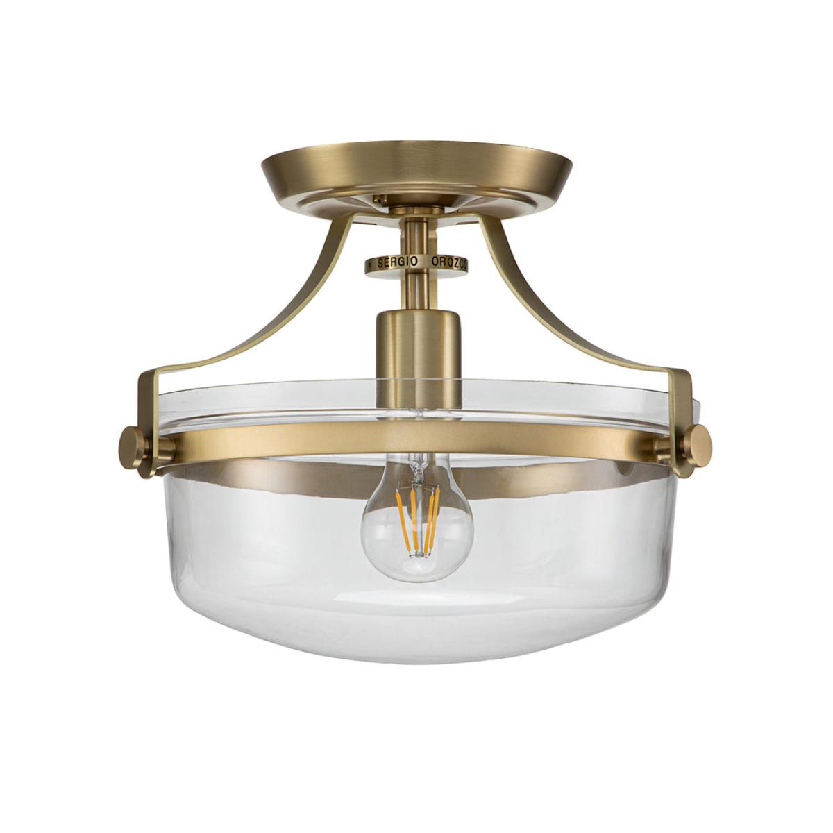 Quoizel Penn Station 1 Light Semi Flush Light in Brass – image 5