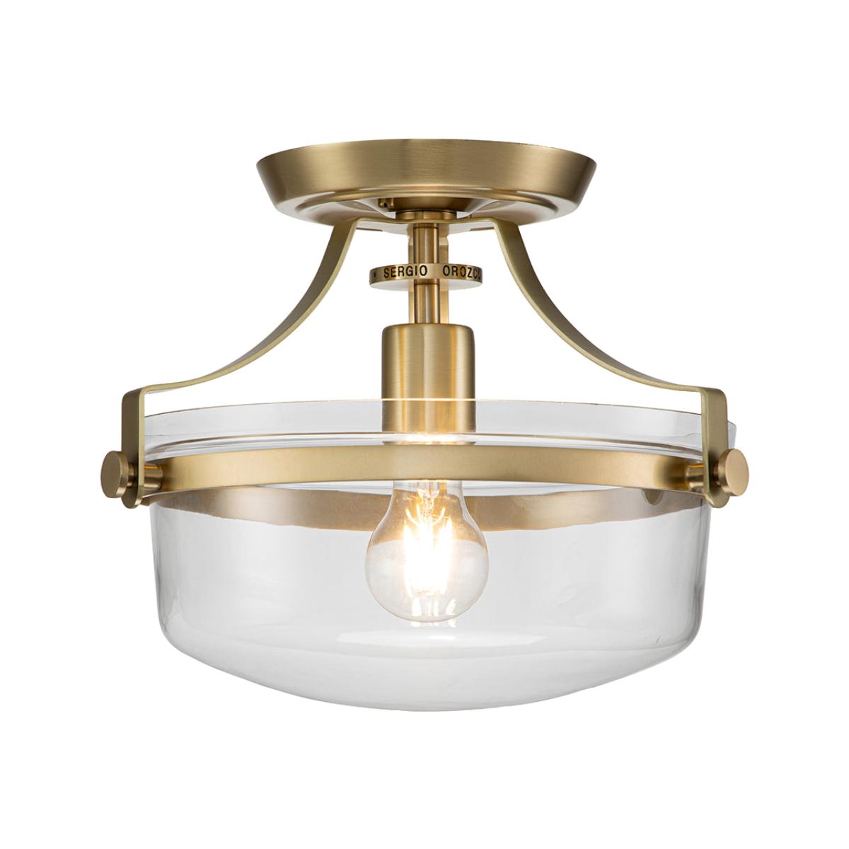 Quoizel Penn Station 1 Light Semi Flush Light in Brass – image 1