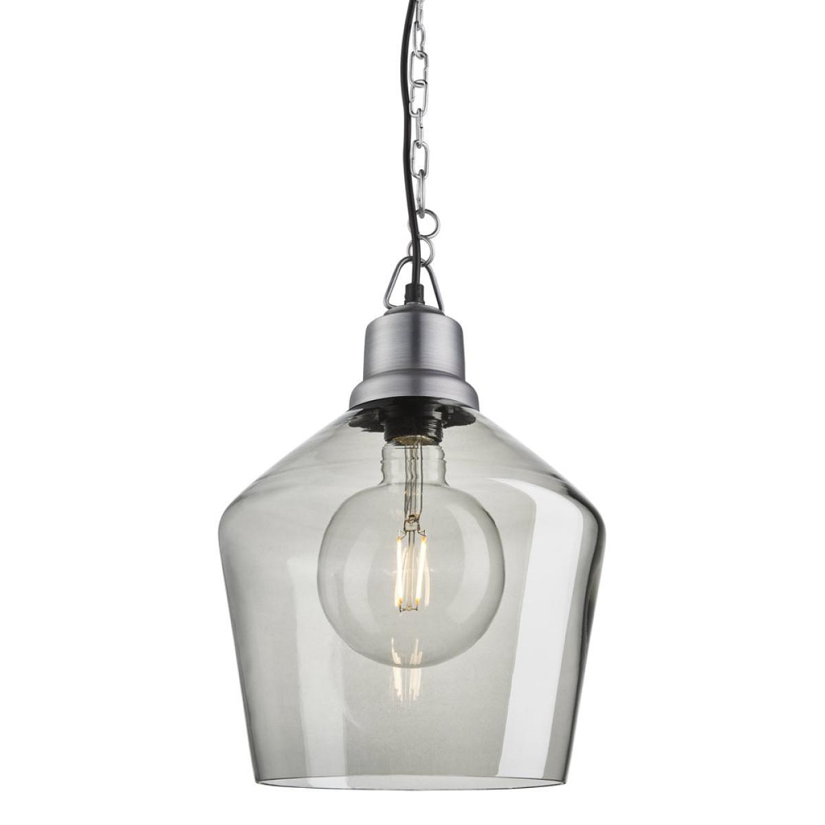 Industville Brooklyn 10 Inch Schoolhouse Pendant Light Smoke Grey / Smoke Grey Tinted Glass and Brass Holder – image 3
