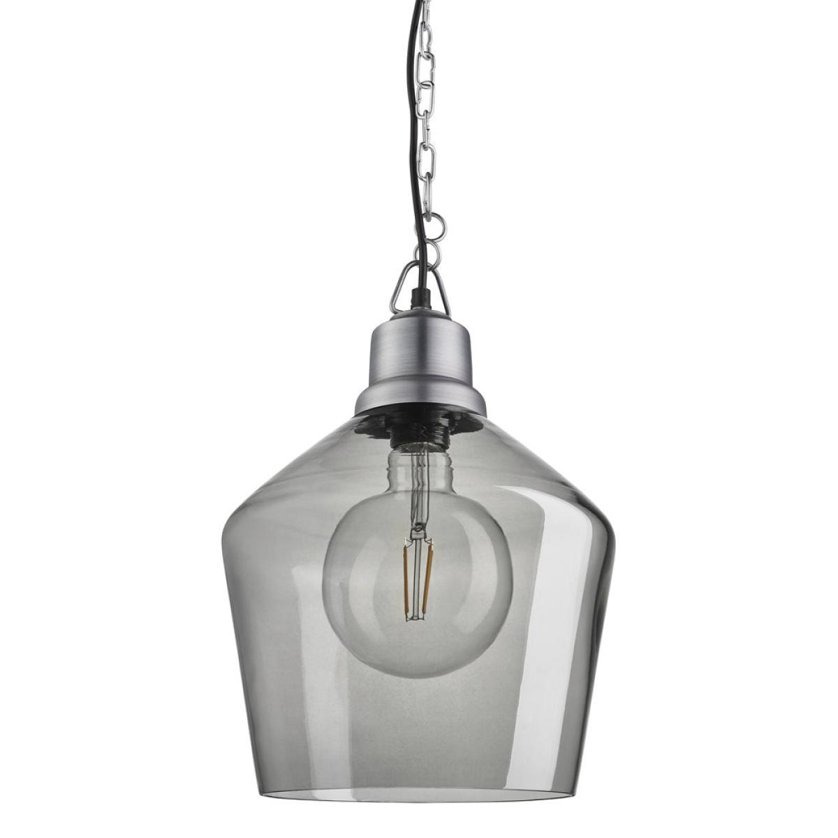 Industville Brooklyn 10 Inch Schoolhouse Pendant Light Smoke Grey / Smoke Grey Tinted Glass and Brass Holder – image 4
