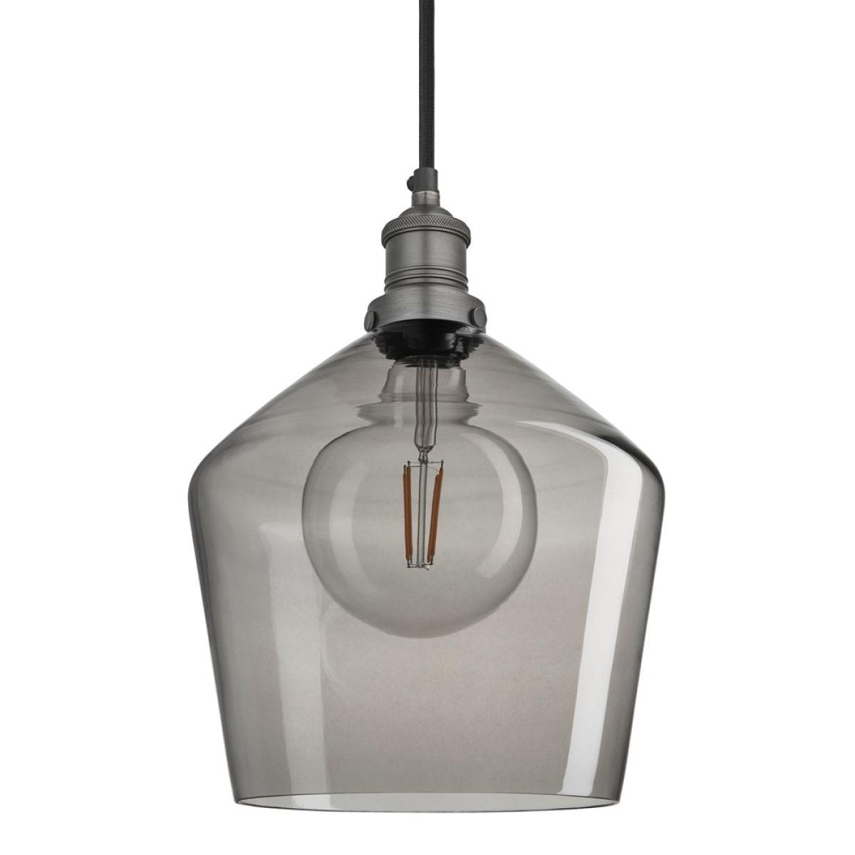 Industville Brooklyn 10 Inch Schoolhouse Pendant Light Smoke Grey / Smoke Grey Tinted Glass and Brass Holder – image 8