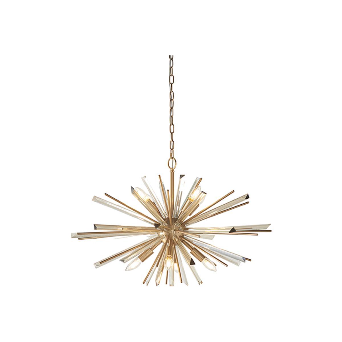 Olivia's Andrea 8 Arm Antique Brass And Champagne Glass Pendant Light