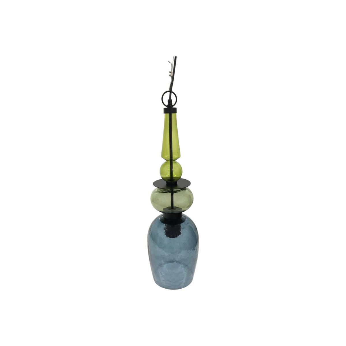 Libra Astro Harlequinn Bubble Pendant Blue Glass Tall – image 1