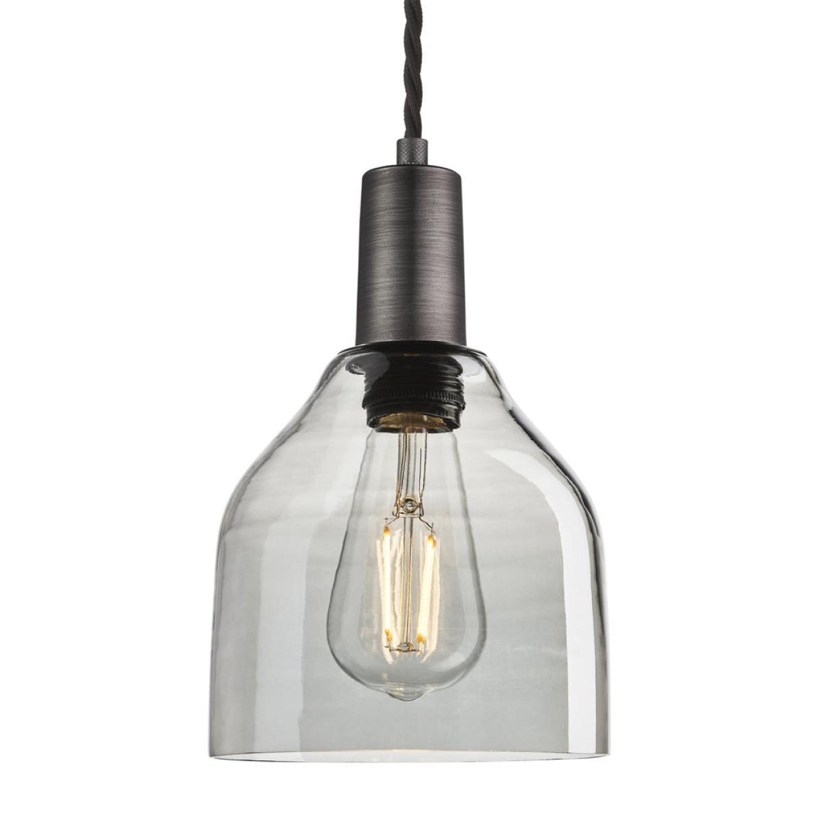 Industville Sleek 6 Inch Cone Pendant / Smoke Grey Tinted Glass and Copper Holder – image 5