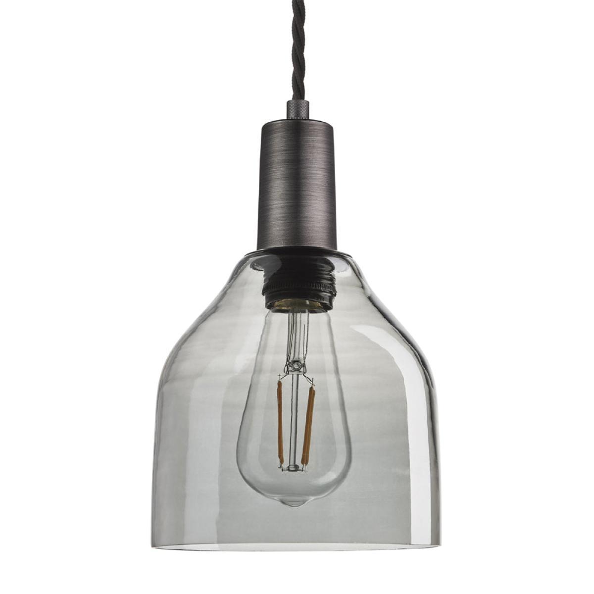 Industville Sleek 6 Inch Cone Pendant / Smoke Grey Tinted Glass and Copper Holder – image 6