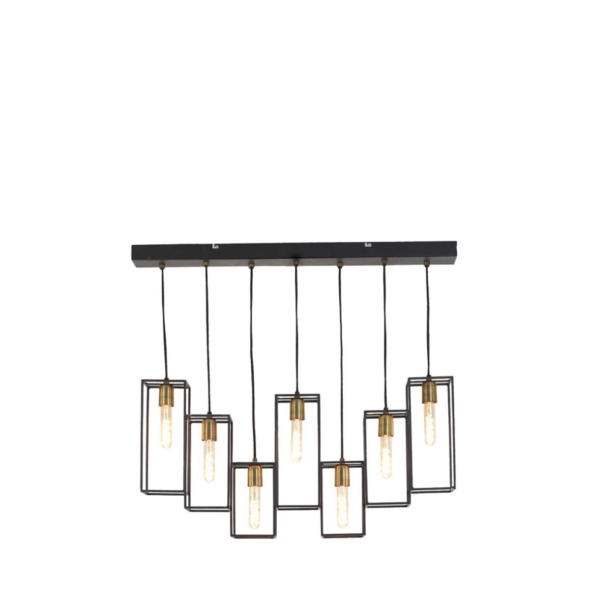 Light & Living Marley 7 Lamp Pendant Matt Black And Antique Bronze – image 2