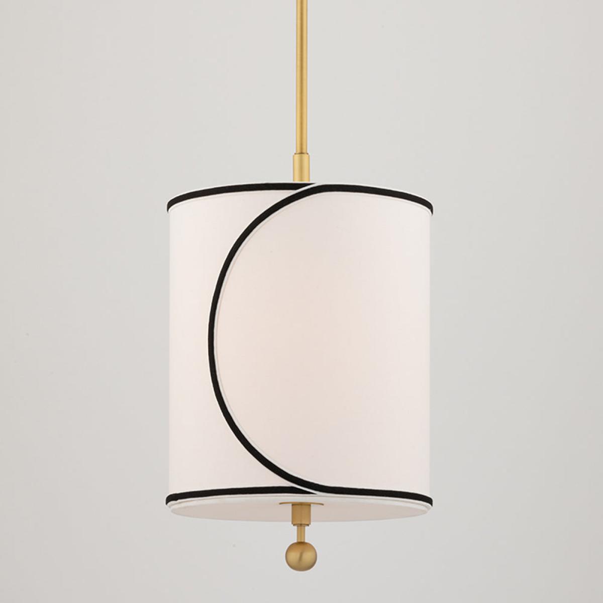 Hudson Valley Lighting Zara Brass Base And White W/Black Trim Shade Pendant / Large – image 14