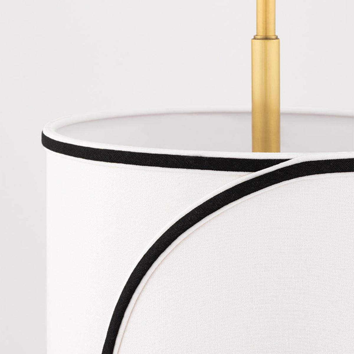 Hudson Valley Lighting Zara Brass Base And White W/Black Trim Shade Pendant / Large – image 7