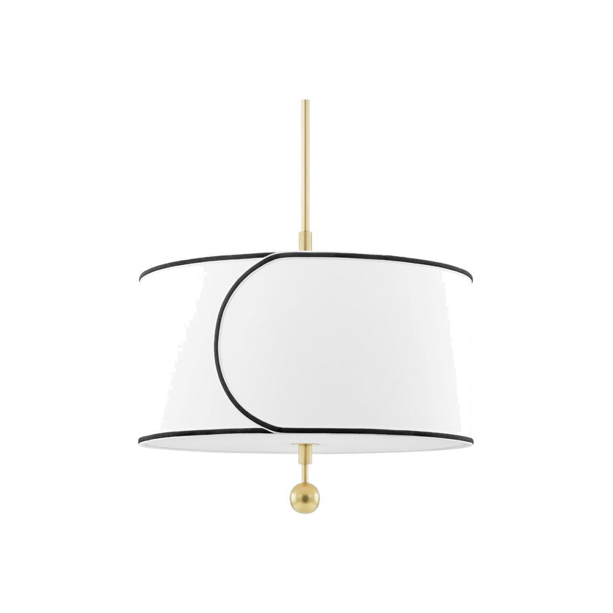 Hudson Valley Lighting Zara Brass Base And White W/Black Trim Shade Pendant / Large – image 1