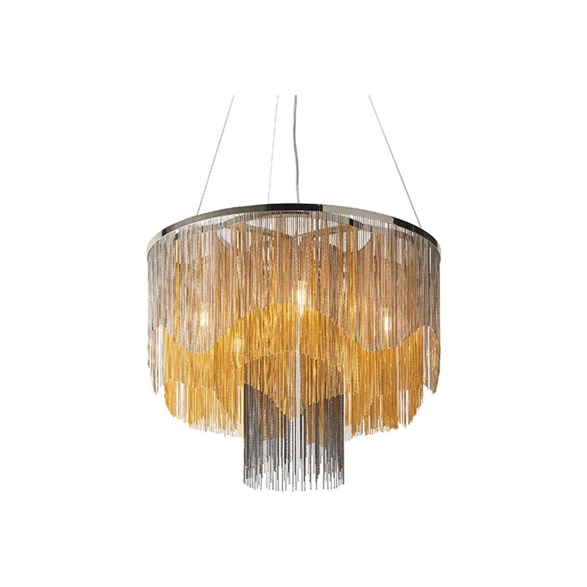 Olivia's Bridget 5 Arm Bright Nickel, Gold And Black Chain Pendant Light