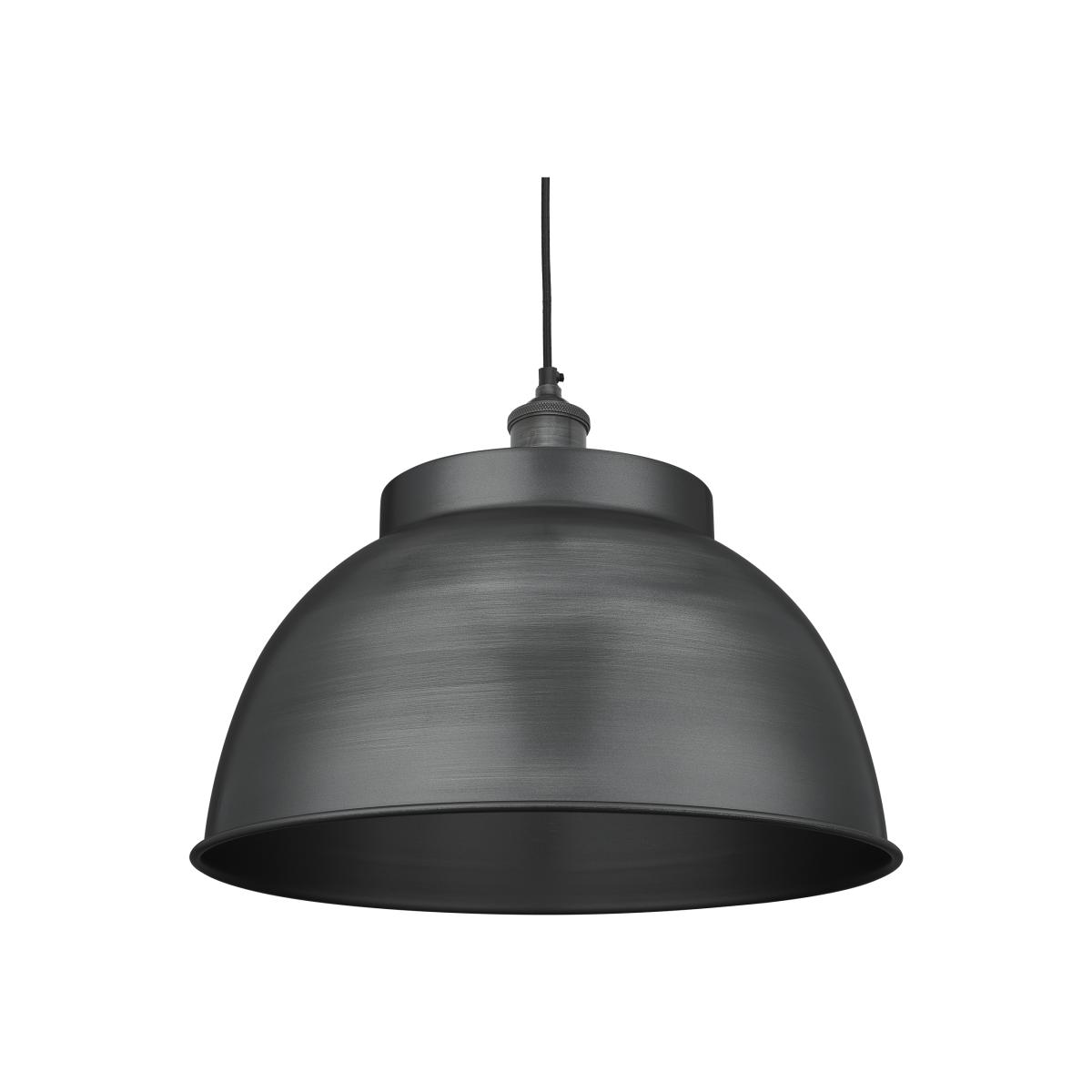 Industville Brooklyn Dome Pendant - 17 Inch - Pewter Dome Pewter Holder / Pewter Holder