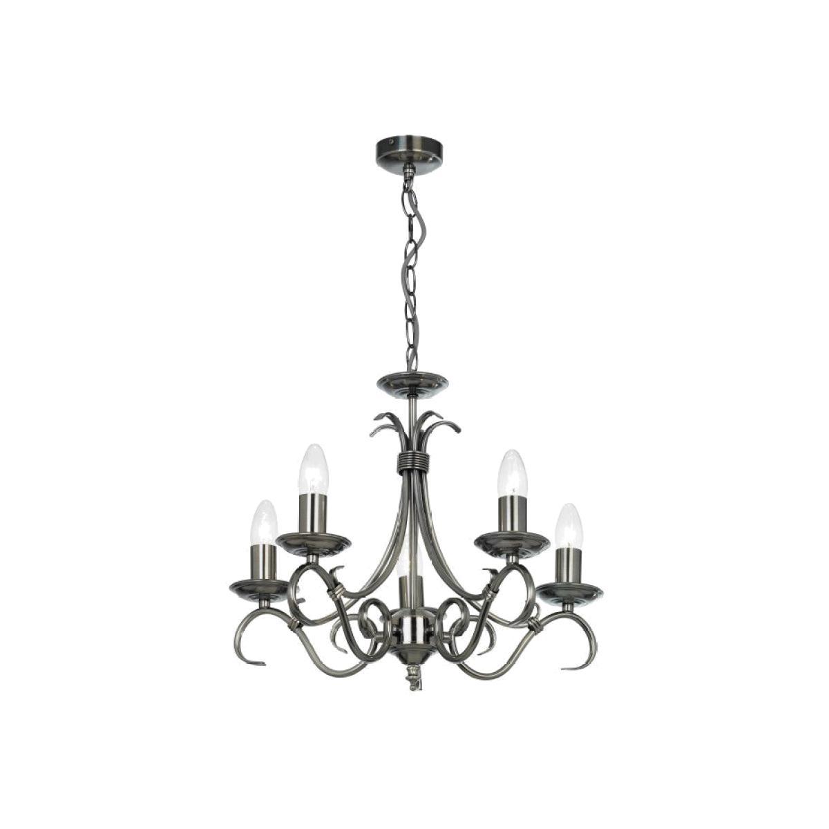 Gallery Direct Bernice 5 Pendant Light Antique Silver