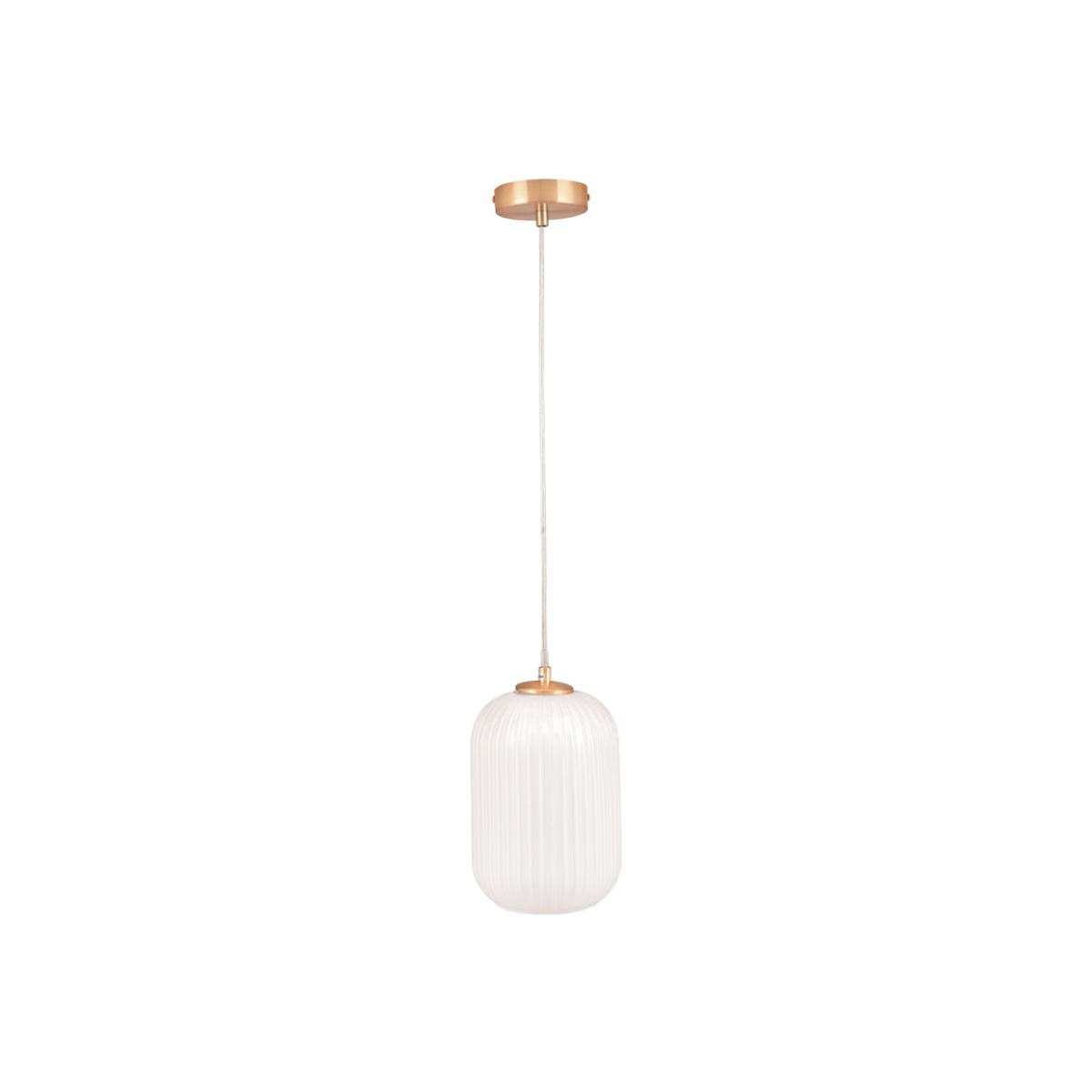 Olivia's Kara Ribbed Glass Pendant in White & Gold | Outlet – image 1