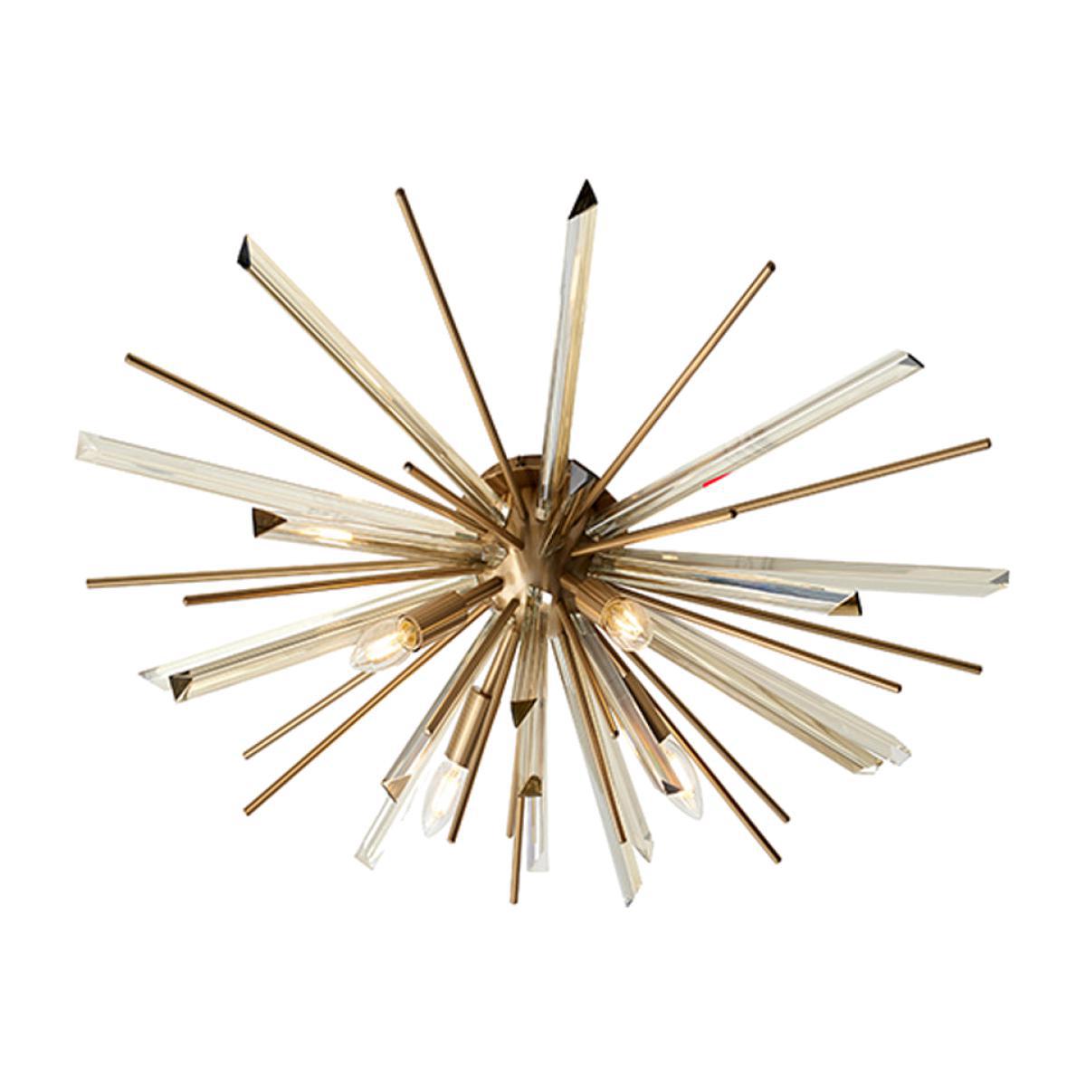 Olivia's Andrea Antique Brass And Champagne Glass Flush Light