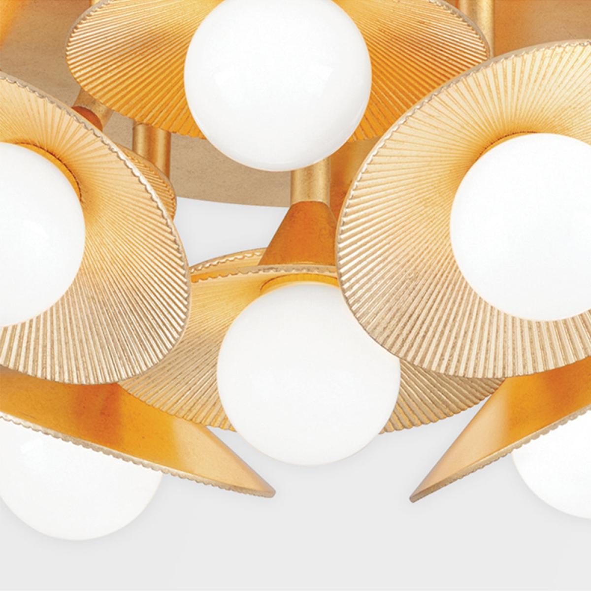 Hudson Valley Lighting 9 Light Semi Flush in Vintage Gold Leaf – image 2