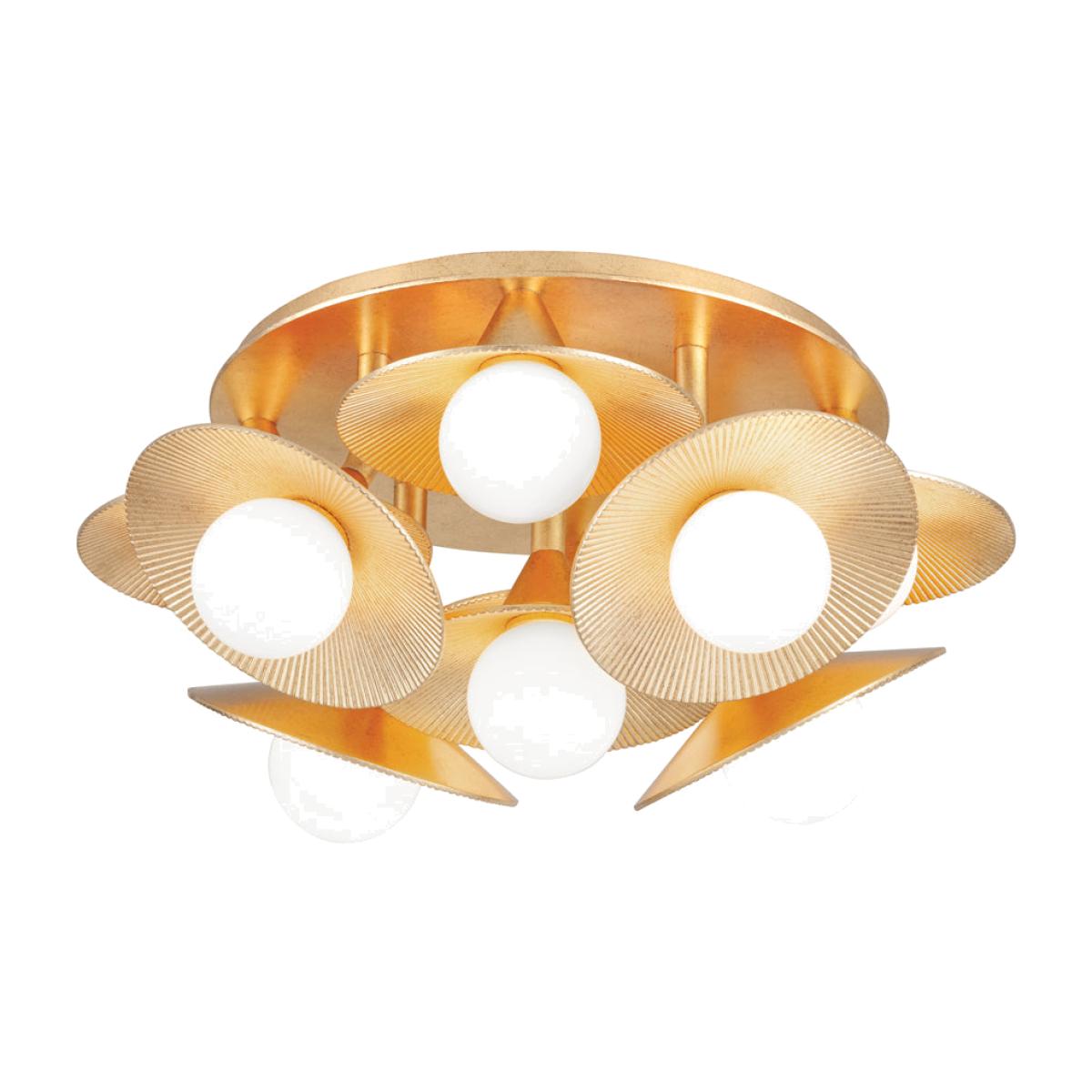 Hudson Valley Lighting 9 Light Semi Flush in Vintage Gold Leaf – image 1