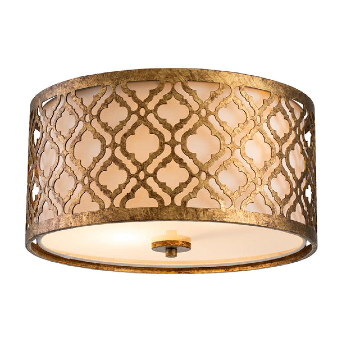 Elstead Arabella 2 Light Flush Mount Light Distressed Gold – image 1
