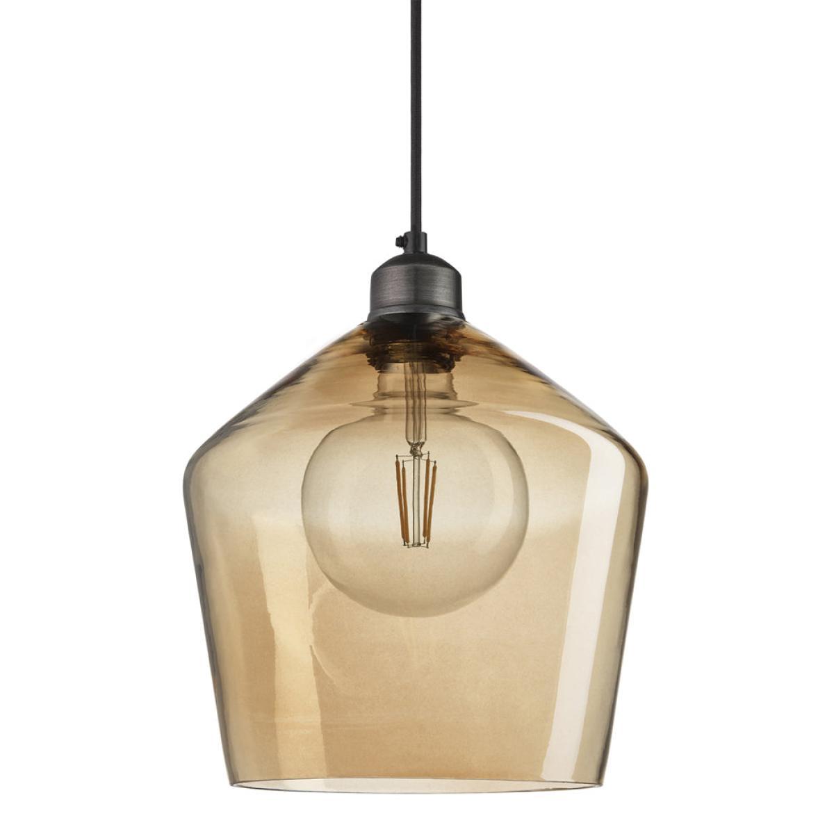 Industville Orlando Tinted Glass Schoolhouse Amber Pendant / 10 Inch Brass Holder – image 4